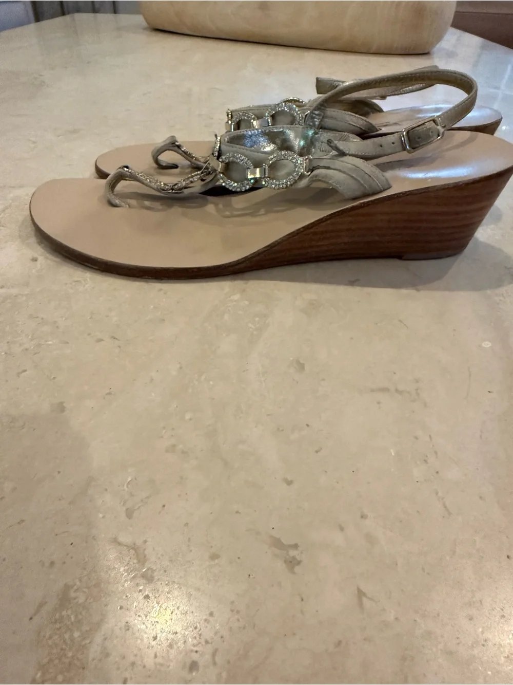 Women's Metallic Silver Chain-Link T-Strap Sandals